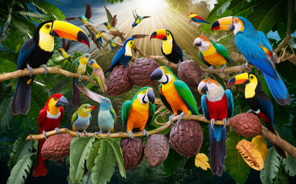 what kinds of birds eat from a cacao tree​